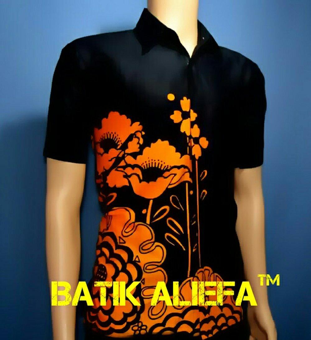 Kemeja Hem Baju Batik Pria Bunga Hitam Kuning Trand Fashion Pekalongan Indonesia Terbaru di lapak Batik Aliefa Pekalongan aliefa99