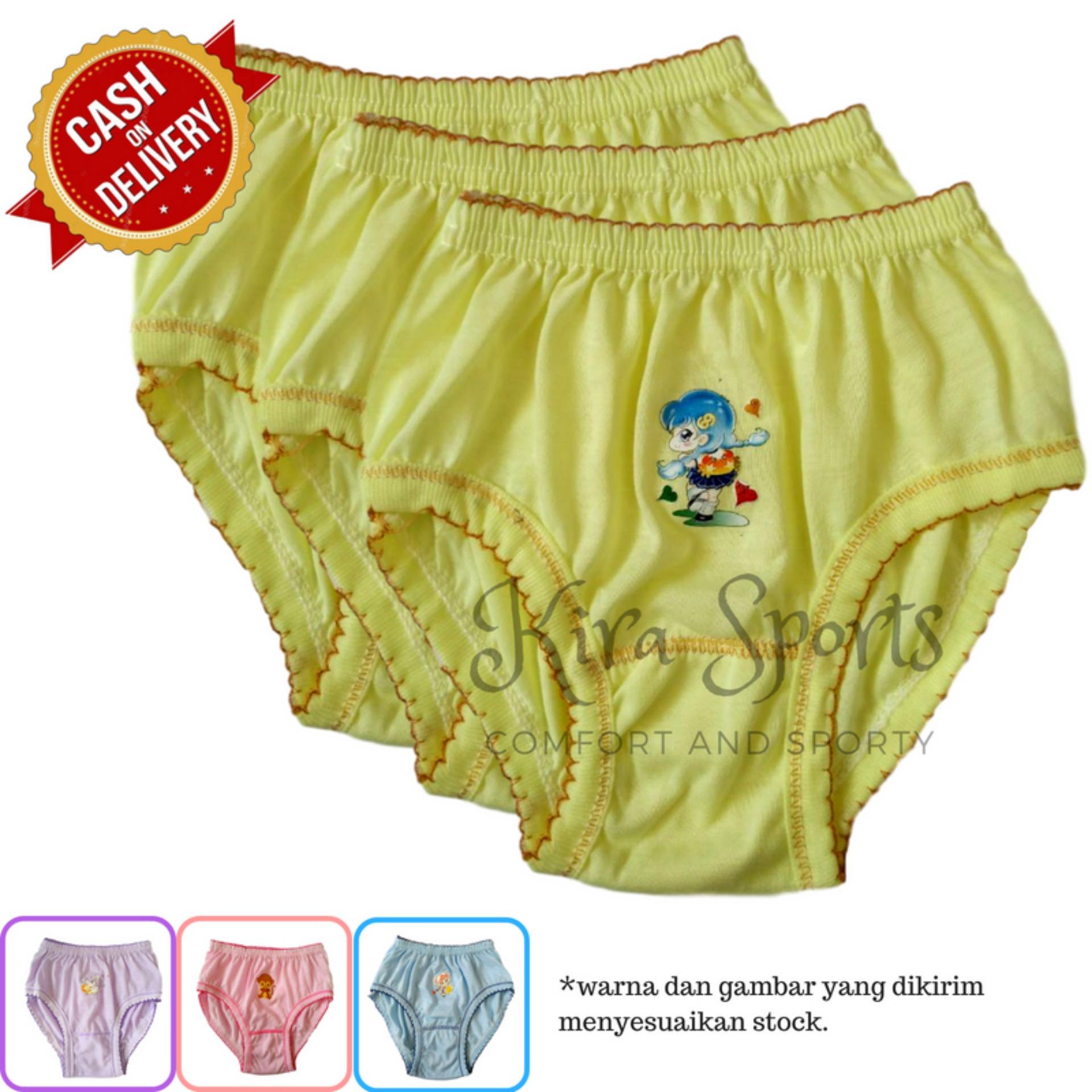 Kira Sports Celana Dalam Anak Perempuan - Paket Isi 3 / Aneka Bawahan Cewek Motif Kartun Karakter Lucu Terbaru Untuk Anak-anak dan Balita / Bukan Merk Sorex Jumbo Transparan G-string Boxer Bunga / Dalaman Wanita Bahan Katun Murah ANK71603 - Bisa COD
