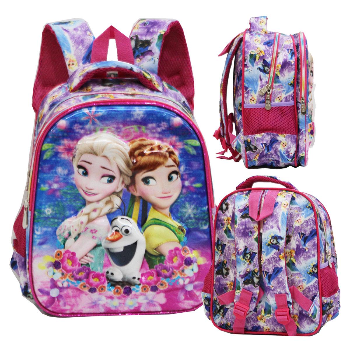 Onlan Tas Ransel Anak Perempuan Frozen 5D Timbul Hologram Ukuran Anak Sekolah TK Import - Pink 