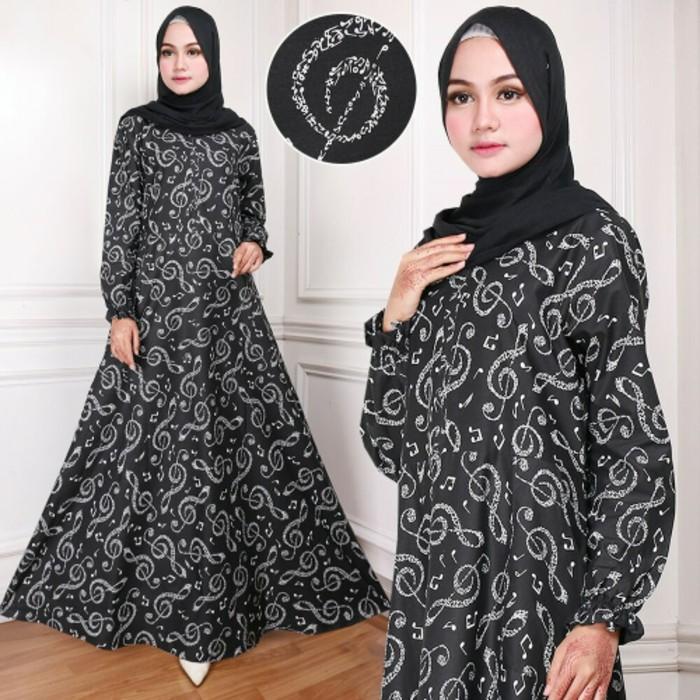(JNH Shop) Maxy Cantik Nada Katun Jepang Simpel Gamis Bagus Murah Odi Black KT