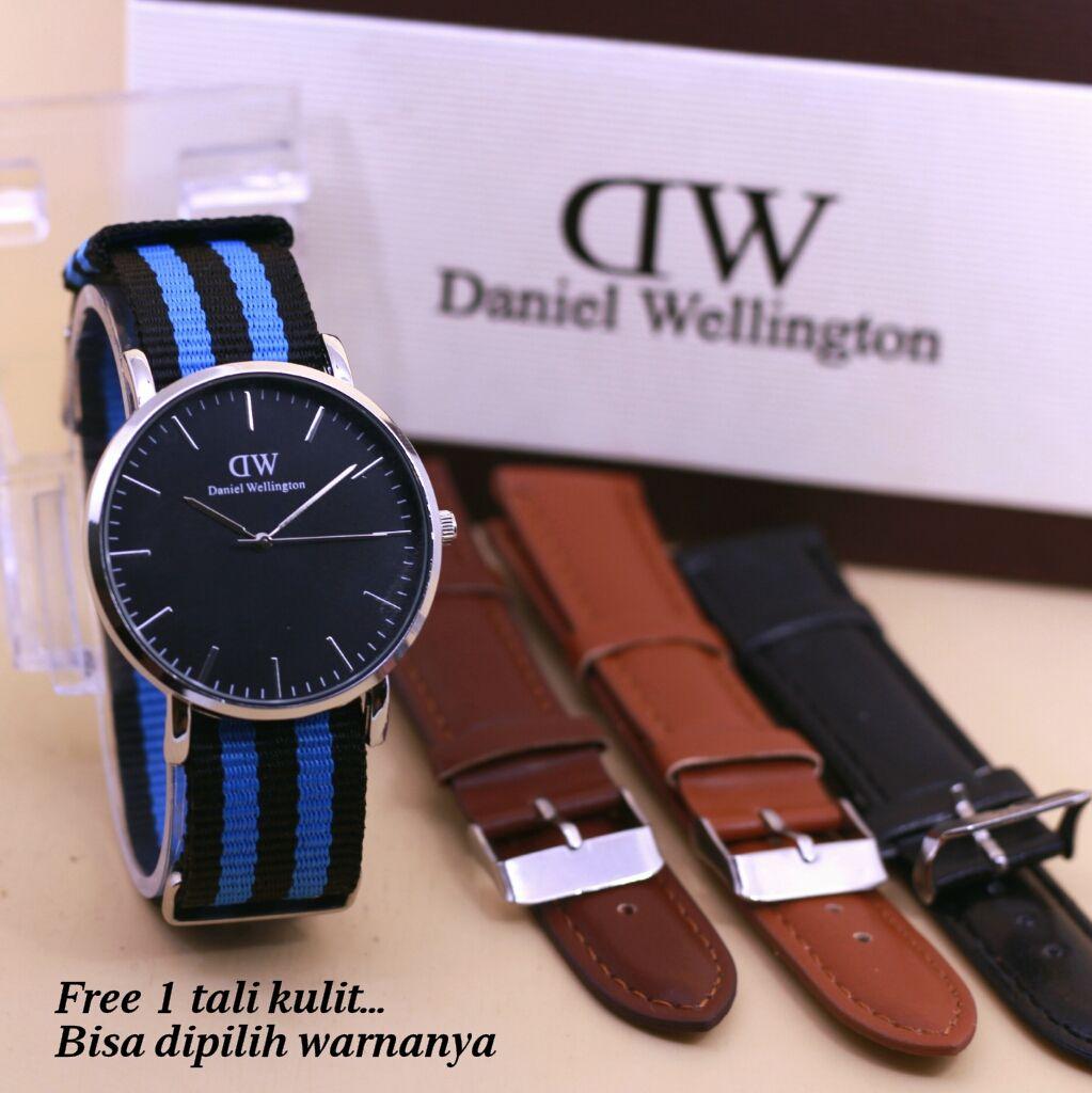 Jam tangan fashion wanita dw silver set+Tali dan box