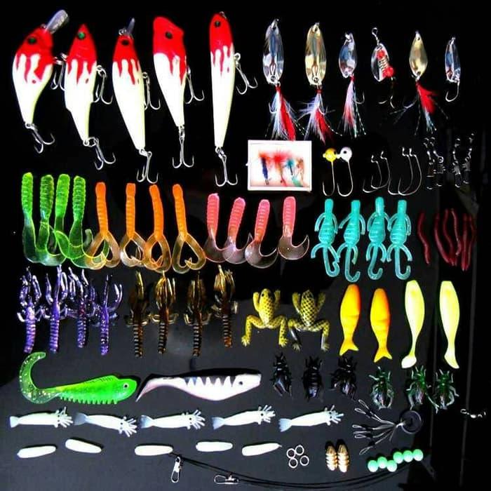 BEST SELLER!!! 1 set umpan pancing fishing lure bait 100 buah dan kotak organizernya - HavWQE