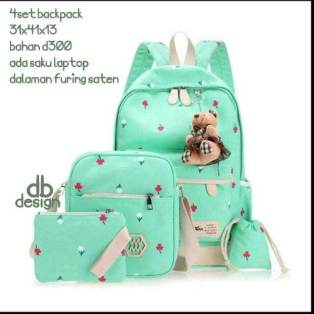 Jual Tas Ransel Backpack Sekolah Anak SD Laki Perempuan set 4in1 Murah Tosk - Turquoise Promo