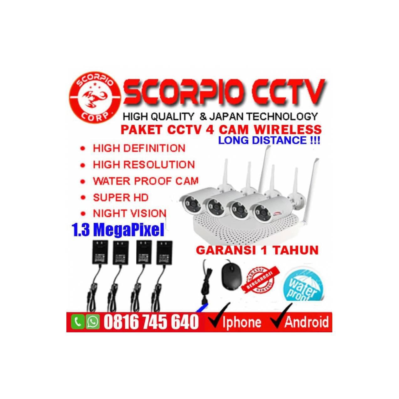 PAKET CCTV 4 IP CAMERA WIRELESS SUPER HD WIFI KAMERA + HARDISK 2 TERA
