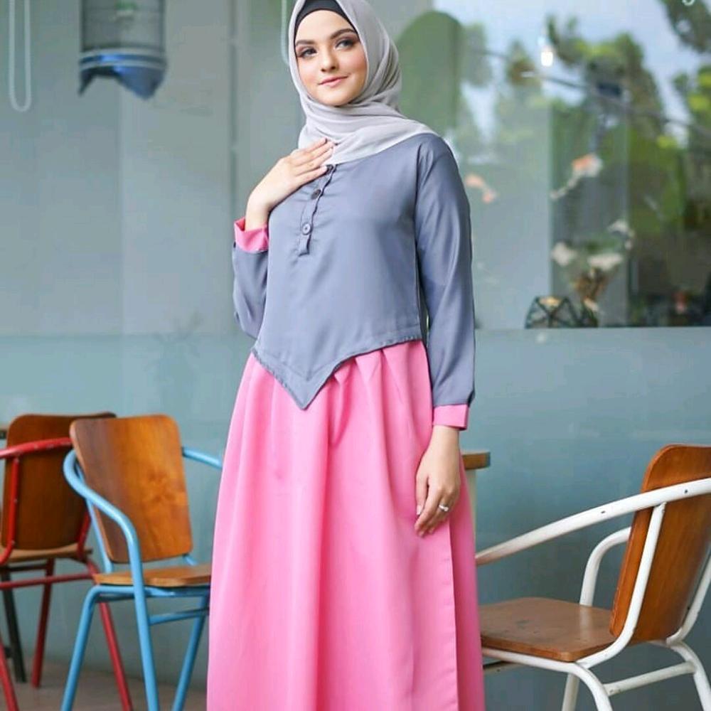 Baju Muslim Original Gamis Layna Dress Dress Baloteli Muslim Panjang Dress Casual Wanita Pakaian Hijab Modern Gamis Modis Trendy Gaun Terbaru