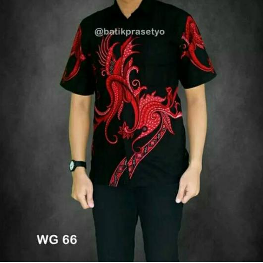 KEMEJA BATIK BATIK PEKALONGAN KEMEJA HEM BATIK PENDEK EKSLUSIF MURAH KEREN - BATIK WG66