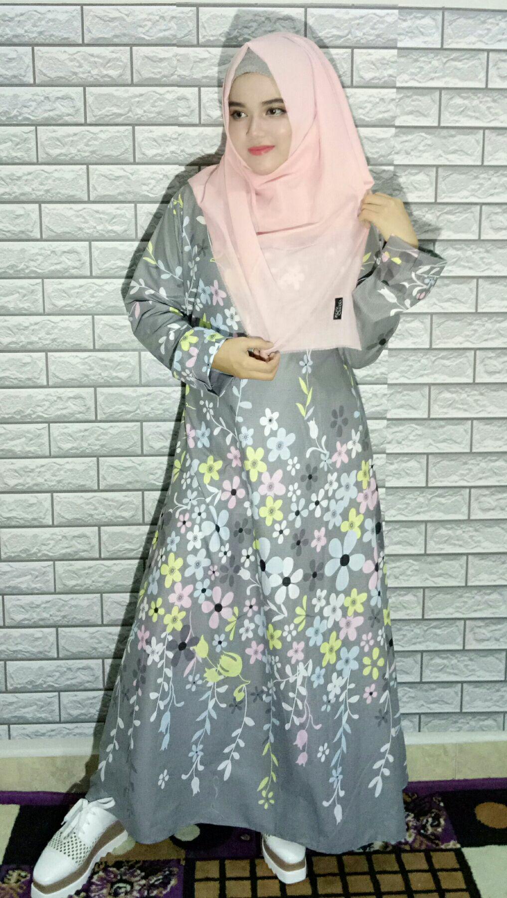 Gamis katun jepang tebal, gamis syari, baju muslim wanita.