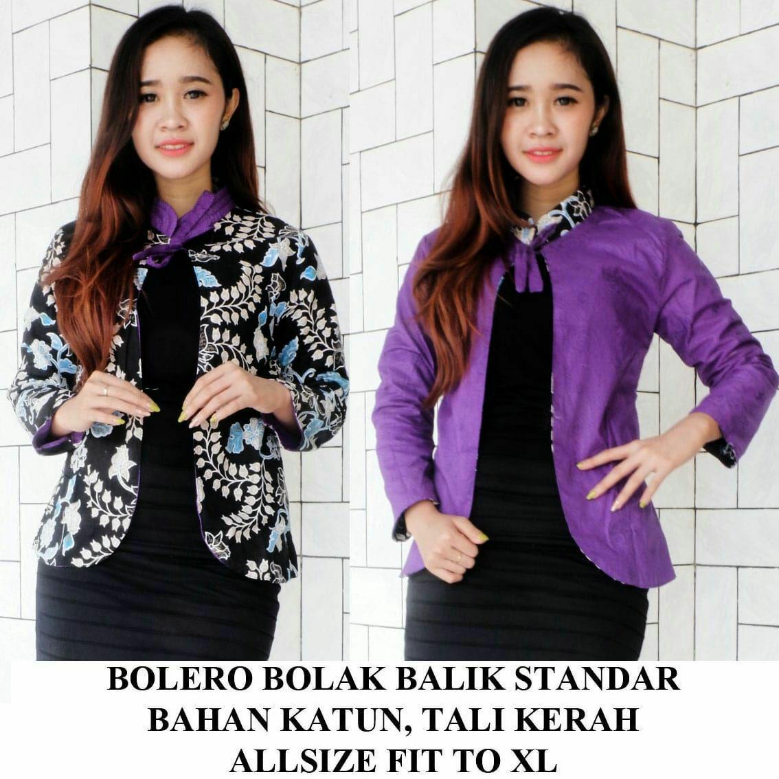Bolero Batik Bolak Balik 2 in 1 Kerah Shanghai