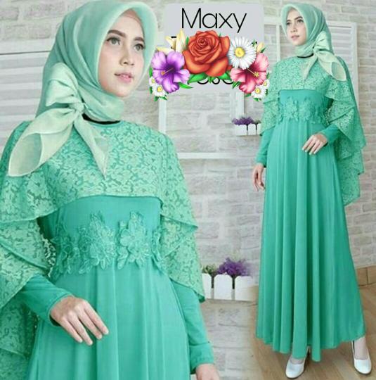 Maxi Githa Tosca Variasi Brukat Dan Bunga Timbul Gamis Dres Muslim