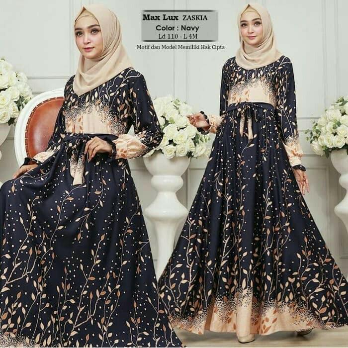 Baju Busana Muslim Gamis Maxi Fashion Wanita/Gamis Maxi Zaskia Navy