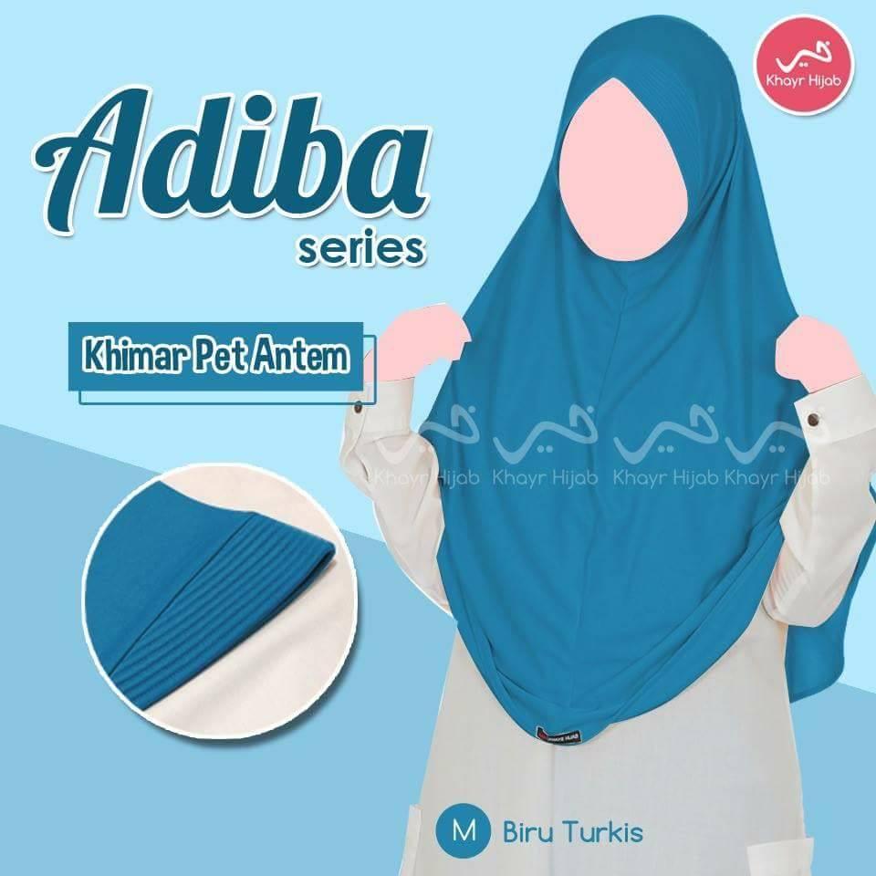 Kerudung Kaos Khayr Adiba Series Khimar Pet Antem Biru Turkis
