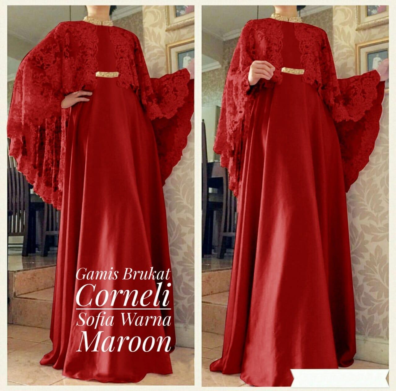 GAMIS BRUKAT CORNELI SOFIA WARNA MAROON