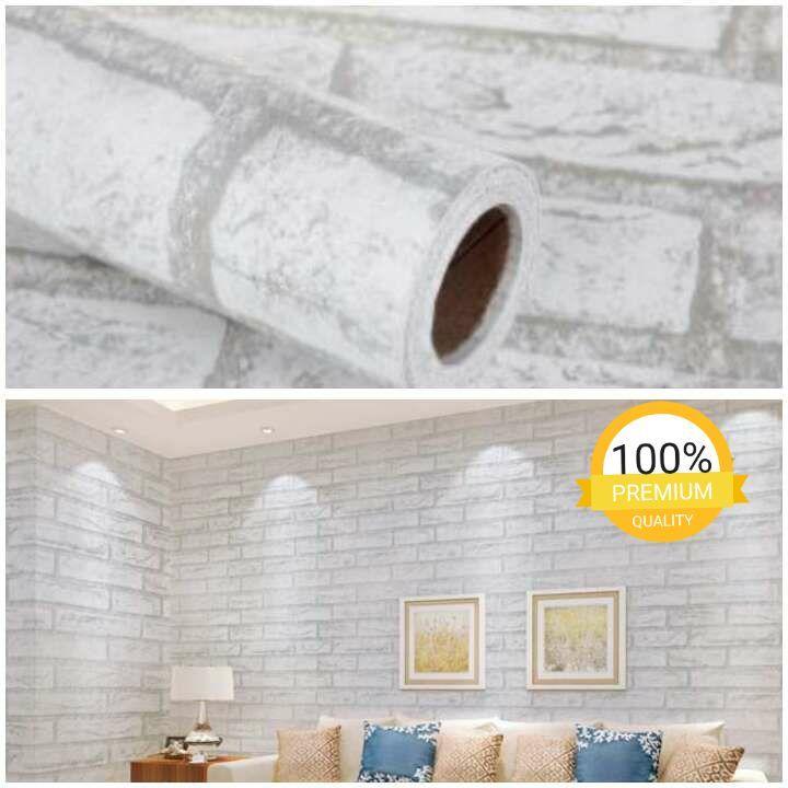 Wallpaper dinding murah ruang tamu rumah kamar tidur batu bata putih abu abu terbagus terlaris termurah elegan minimalis cantik indah