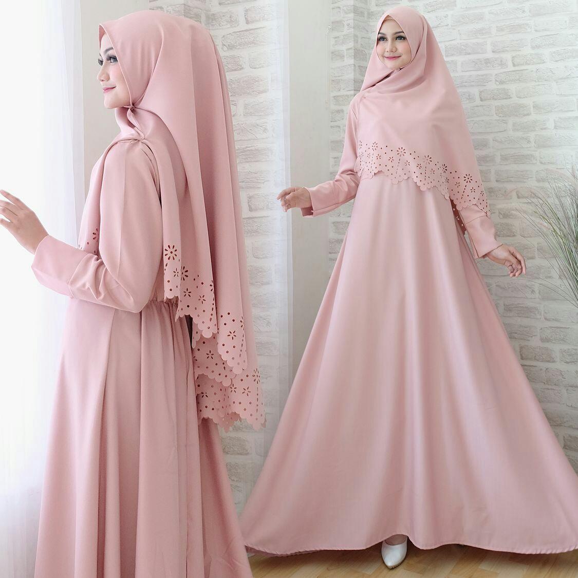 Snowshop Gamis Syari Nafya Dapat Jilbab Maxi Muslim / Baju Muslim / Stelan Muslim / Dress Muslim / Gaun / Fashion Muslim / Balotelly / Jumbo / Hijab