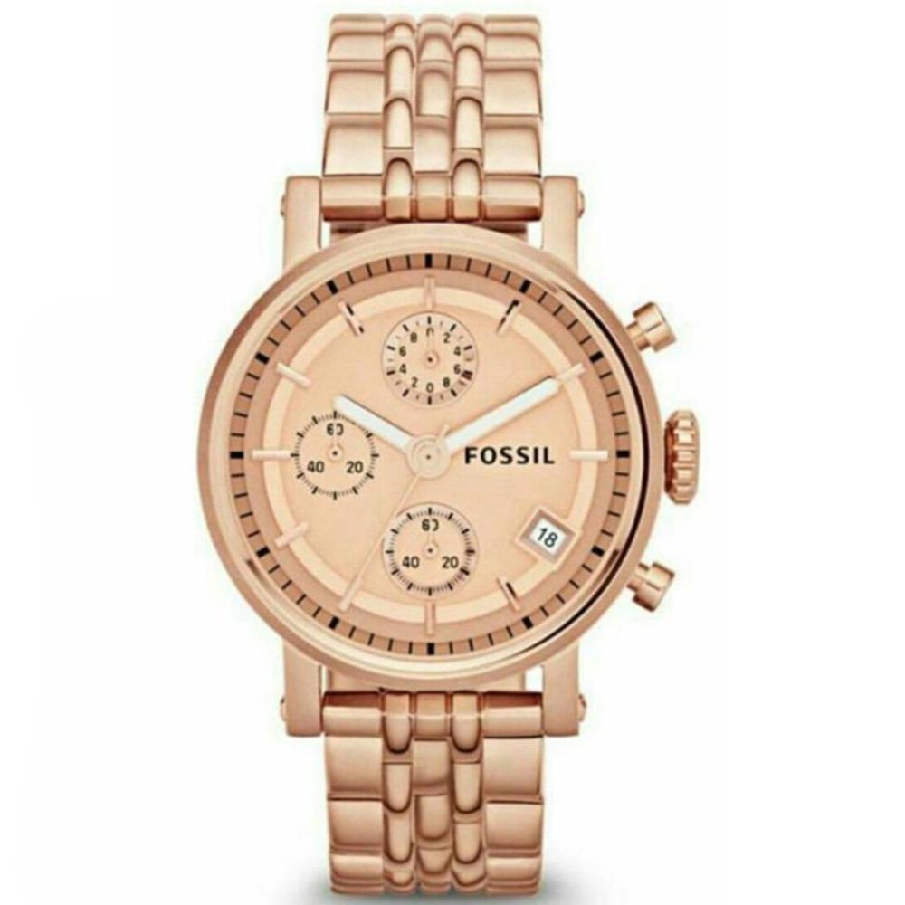 Fossil Boyfriend Chronograph - Jam Tangan Wanita - Rosegold - Stainless Steel - ES3380