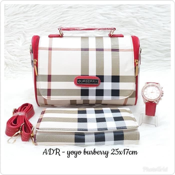 TAS YOYO BURBERRY/TOKO TAS MURAH/TAS PAKET 3IN1/TAS SET 3IN1