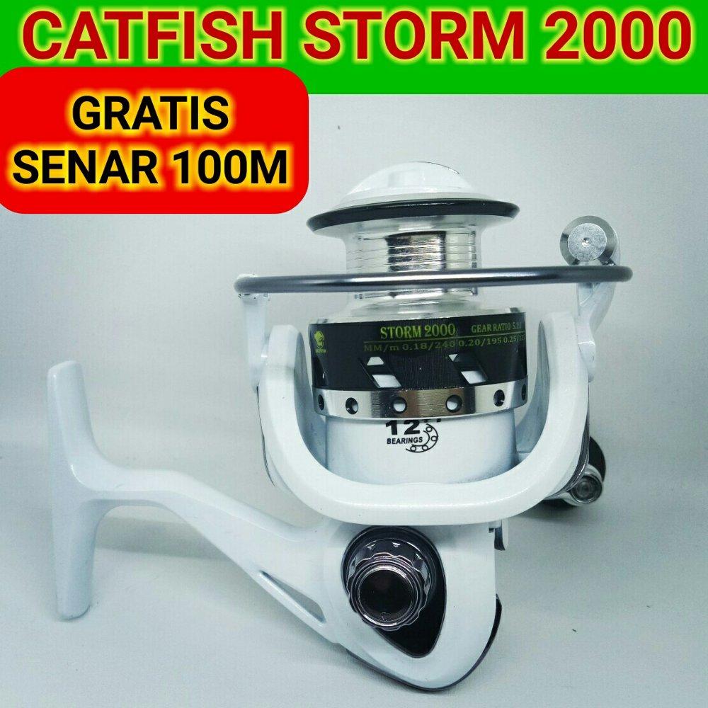 REEL CATFISH STORM 2000 13BB WHITE - FREE SENAR - REEL PANCING 2000 SERIES di lapak Andree Fishing or BFG andree_alivio