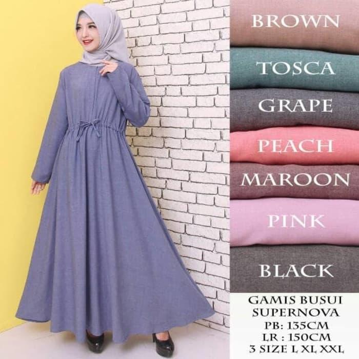 Dress Gamis Baju Wanita Polos Jumbo Bahan Katun Supernova - Maroon- L