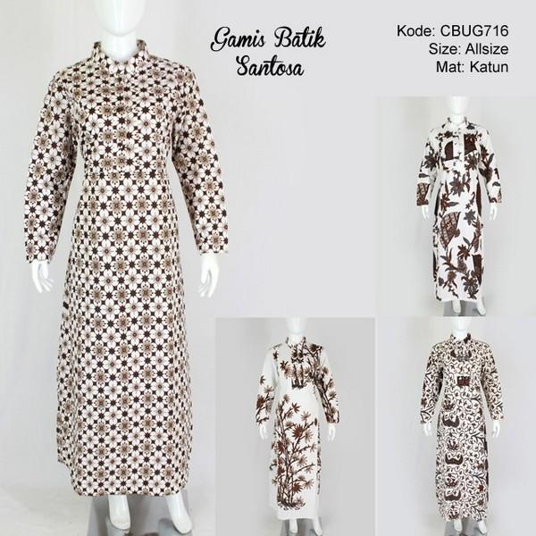 Mila Style Baju Gamis Batik Santoso Putih - Multicolor