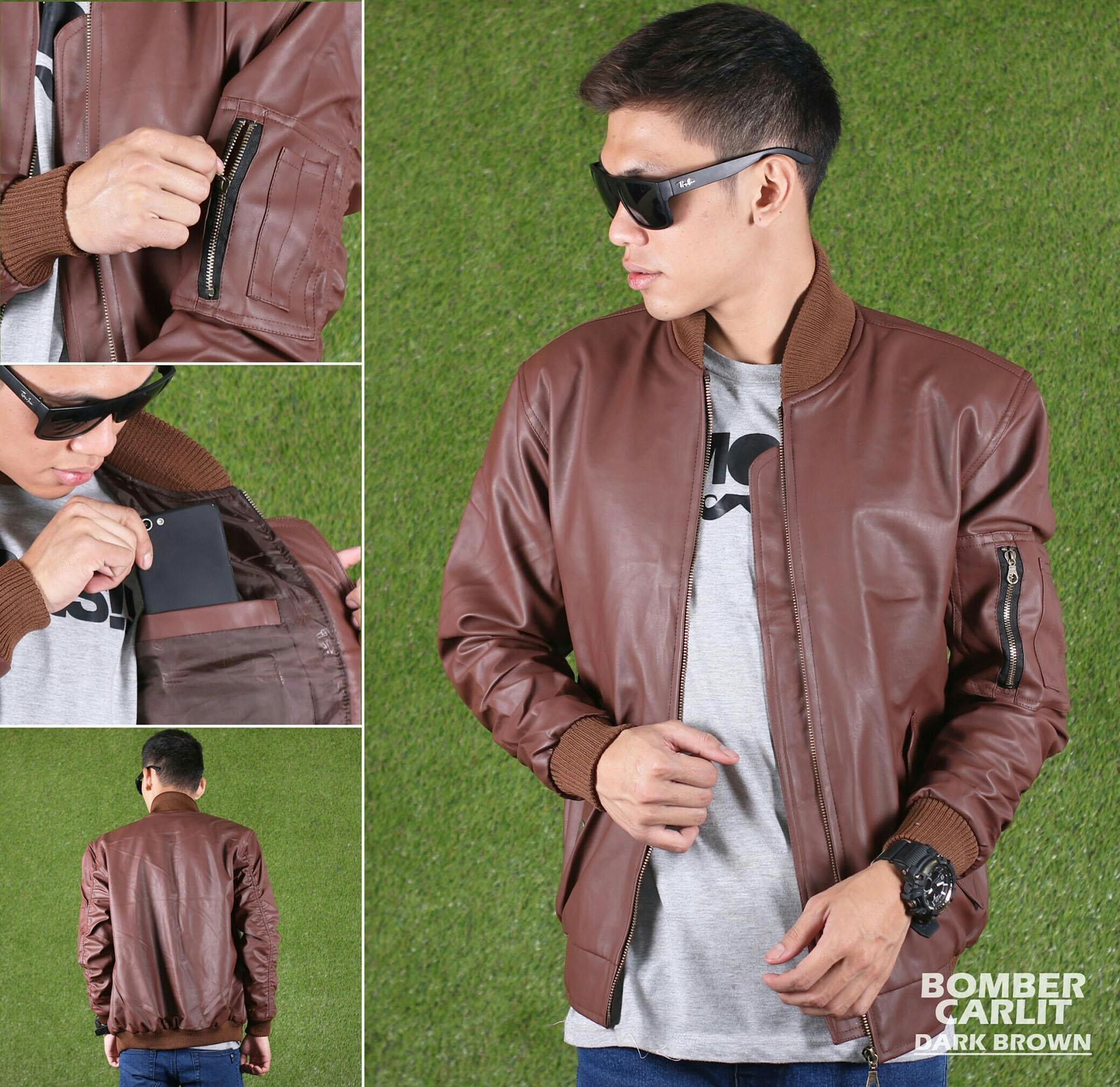 Jaket Pria - Bomber Cowok - Jaket Kulit / Carlit - Windproof 100%- Bahan Vienna Grade A Lembut Dan Nyaman