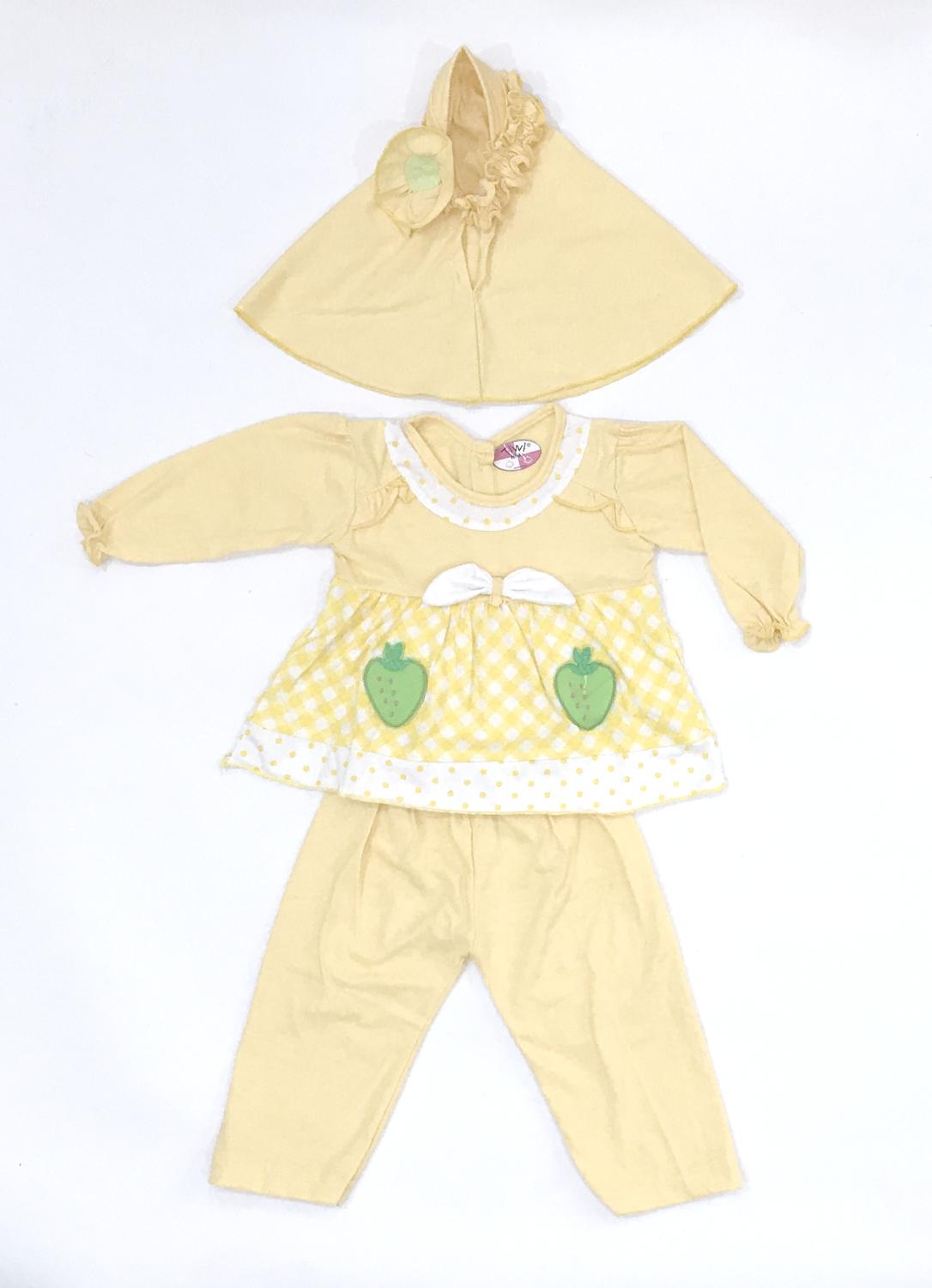 BAYIe - Setelan Baju Muslim Bayi Perempuan motif Stawberry TIVVI / Gamis anak cewek umur 6 - 12 bulan