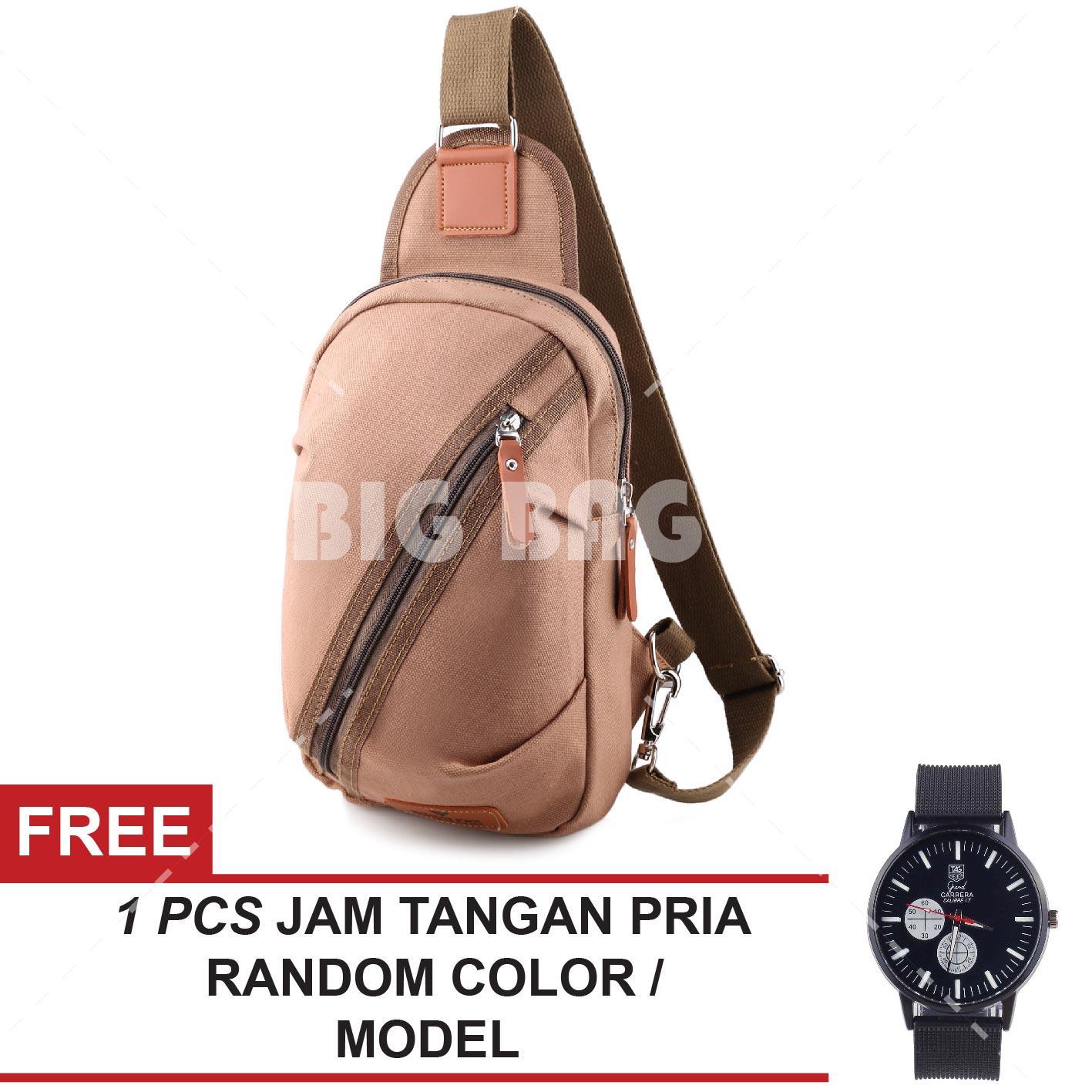 Tas Selempang Braun Fox Phillomon ARC Canvas Outdoor Slingbag Crossbody Man + FREE Jam Tangan Pria Random Color / Model Tas Pria Tas Messenger Tas Slempang Crossbody Man Tas Fashion Pria