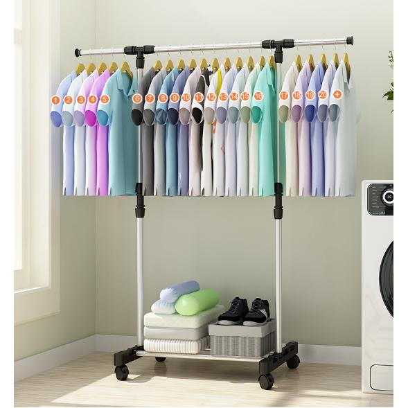 standing hanger 1 sisi dengan 4 roda - rak jualan - rak baju - gantungan baju