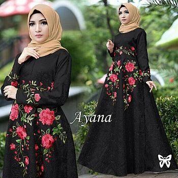D.N.Y.H Shop 99- AYANA MAXI BORDIR HITAM HB / Baju Muslim / Kemeja Dress / Tunik / Atasan Wanita / Dress Wanita / Blouse Jumbo / Dress Jumbo / Dress Muslim / Blazer Jumbo / Baju Kerja / Syari / Gamis / Baju Koko / Jumpsuit