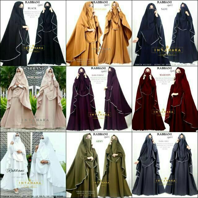 Gamis Rabbani Syari Ori Intanaka Longdress Maxi Wolpeach Maroon