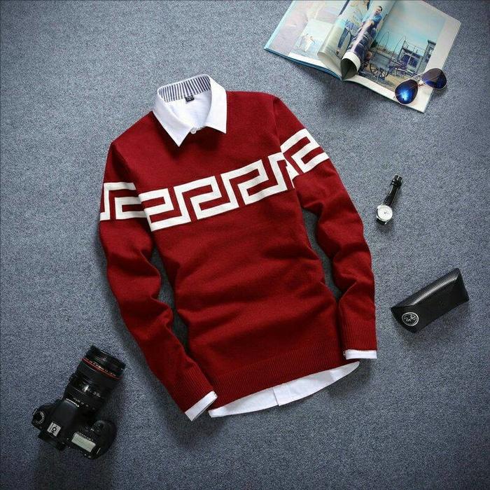 LABIRIN SMOOTH MARUN / pakaian baju casual pria kerja kantor harian rajut sweater murah terbaru / baju lebaran hari raya pria rajut / jaket sweater rajut pria kuliah kampus cowok cowo
