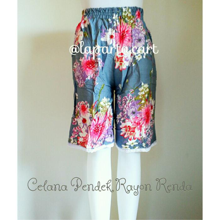 Celana Pendek Wanita/ Celana Pendek Cewek Bahan Katun Rayon Dg Renda