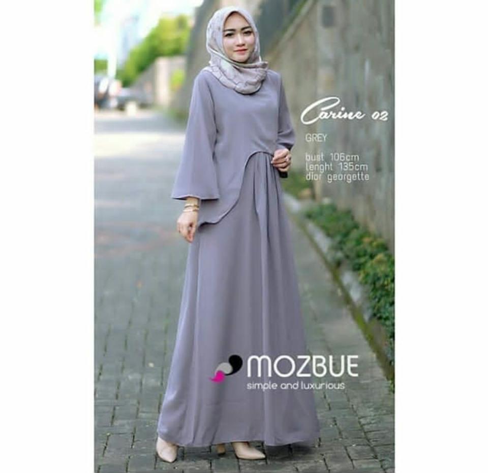 Ria_Store SR002 Carine Dress Grey // Busana Muslim Wanita SR002 Carine Dress Grey // Maxi Dress / Dress Maxi Tunik / Maxi Muslim / Dress Muslim / Busana Muslim / Baju Muslim / Hijab Fashion / Hijab Style - Hight Quality