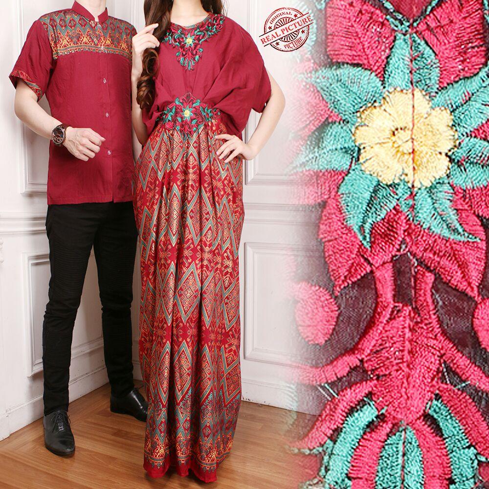 SB Collection Couple Dress Maxi Talisa Kaftan Jumbo Dan Kemeja Muslim Batik Pria