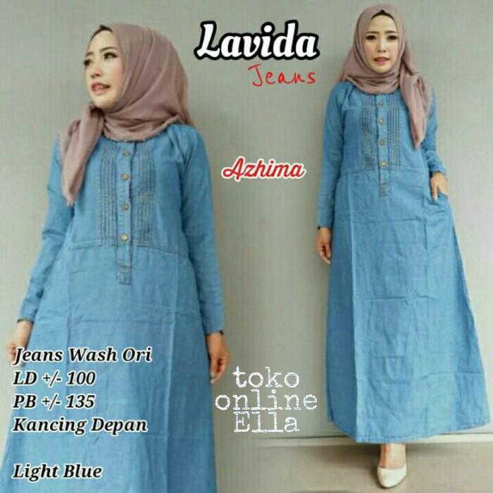 Lavida - baju gamis bahan jeans washed