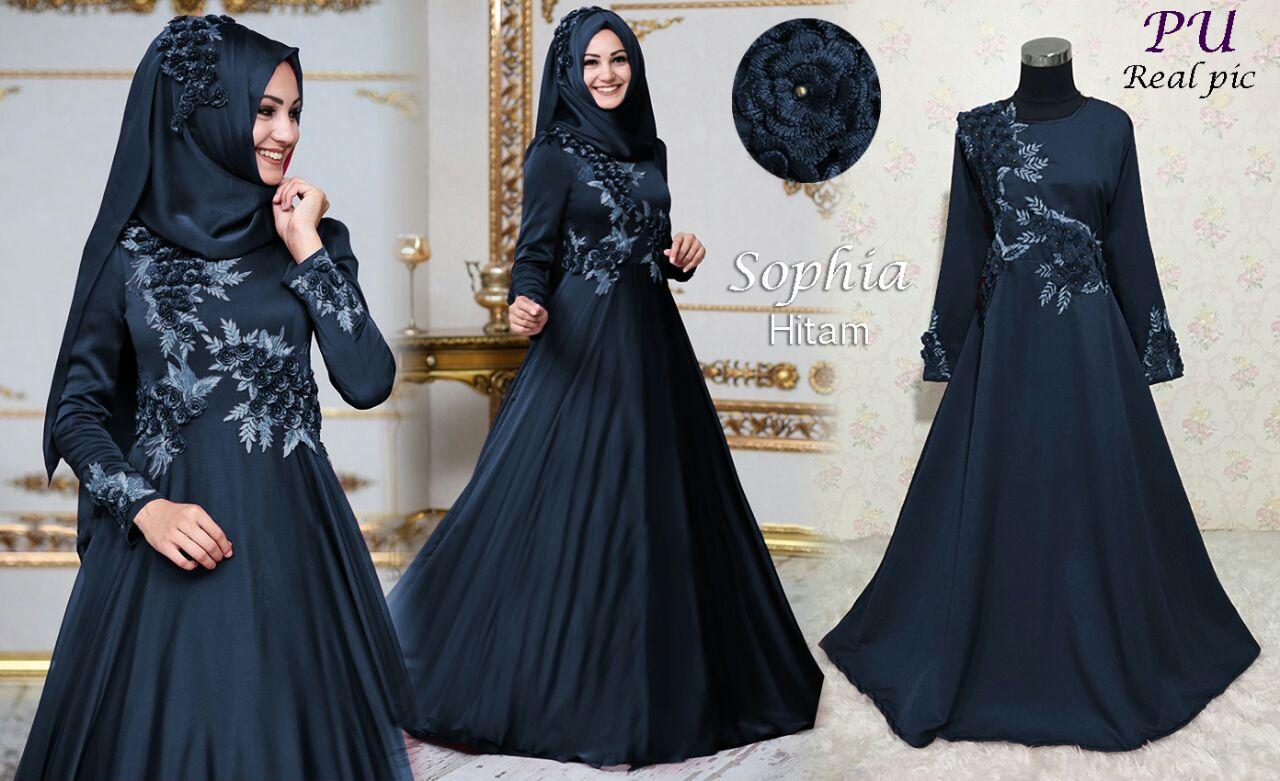 MAXI SOPHIA Gamis Cantik gaun pesta kondangan lebaran Baju muslim bordir mewah