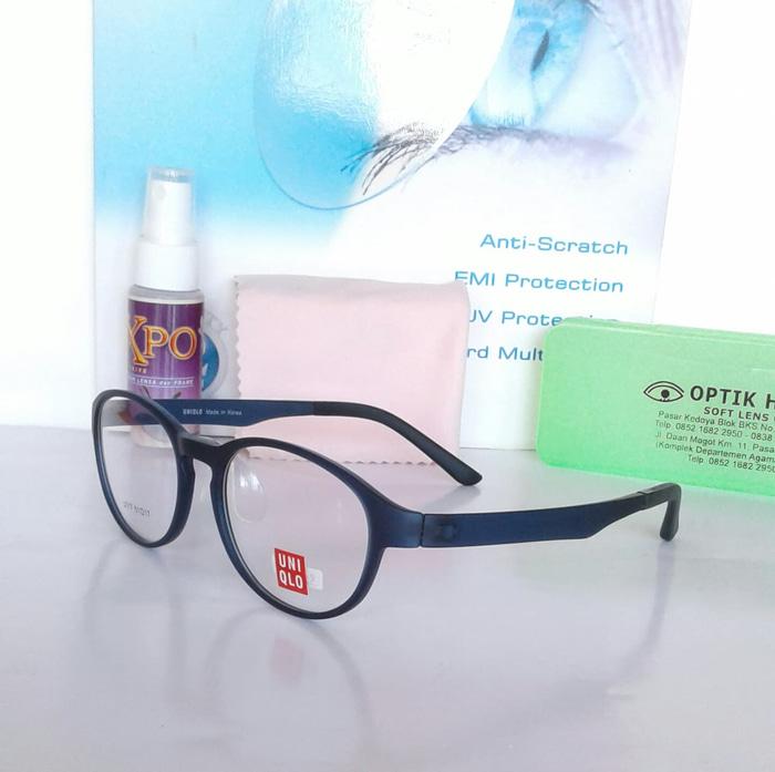 FRAME KACAMATA UNIQLO 319 BLK-BLU/KACAMATA MINUS/BACA/PRIA WANITA