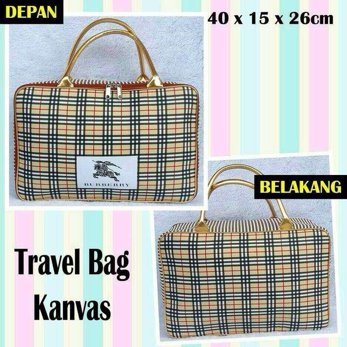 Tas Travel Bag Koper Kanvas Renang Kotak Dewasa Tenteng Burberry Gold