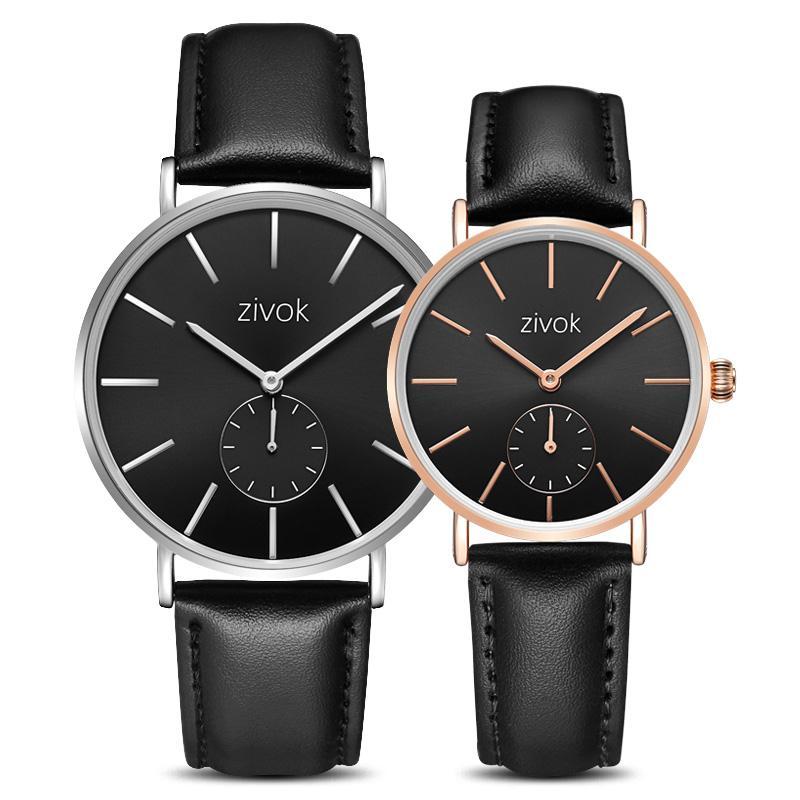 zivok 8035 Fashion Lovers Watch Top Featured Brand Black Leather Couple Watch for Women Men Quartz Wrist Watches Clock Hour xfcs Malaysia