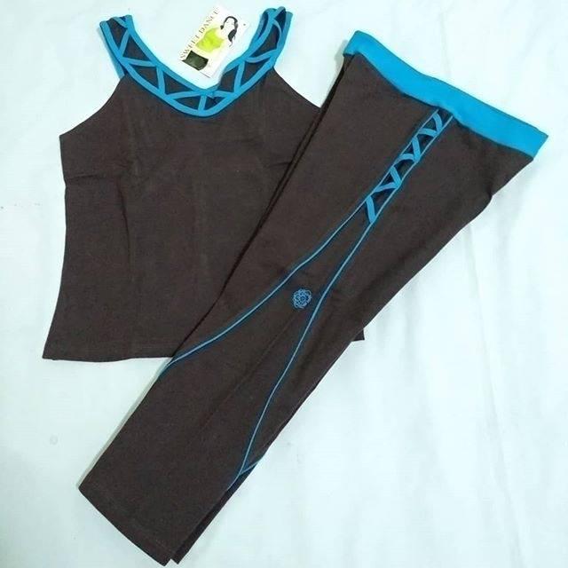 JdF Shop - Setelan Baju Senam Leher Sabrina / pakaian aerobic yoga fitness gym sportwear set