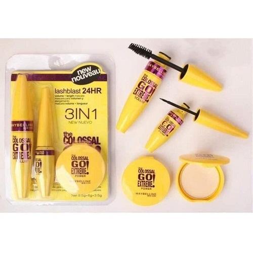 Maybelline Set 3IN1 Set / Mascara + Eyeliner + Powder Go Extreme Murah