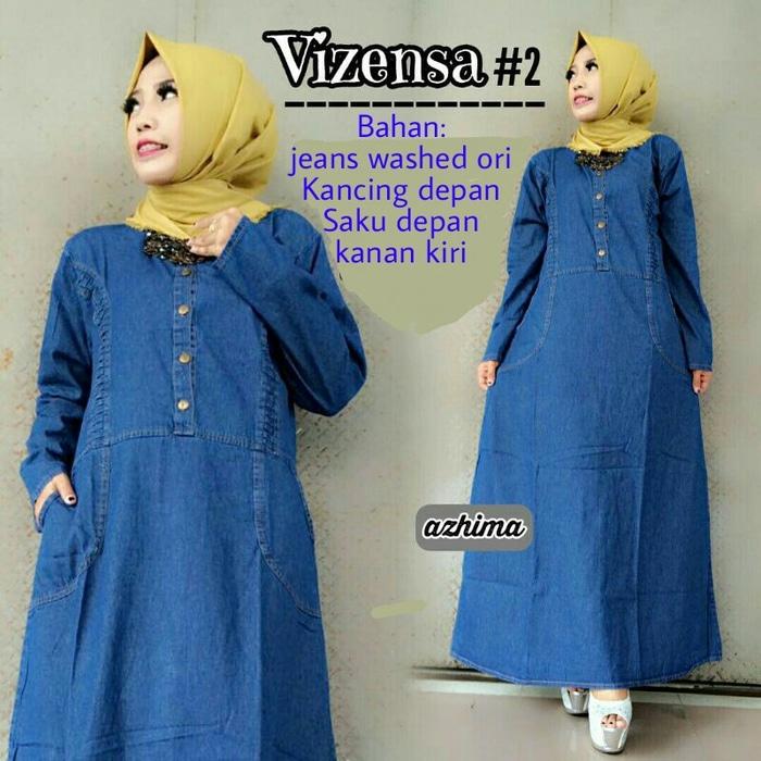 Vizensa 2 - gamis bahan jeans washed