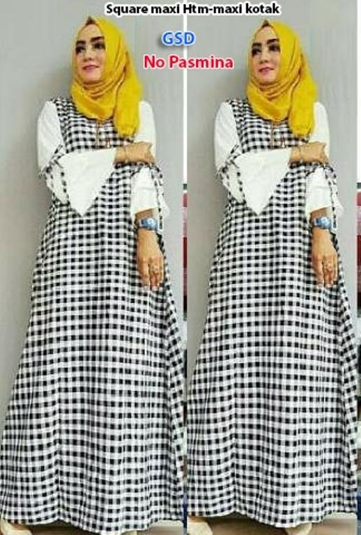 Gamis maxi square hitam, coklat dan biru
