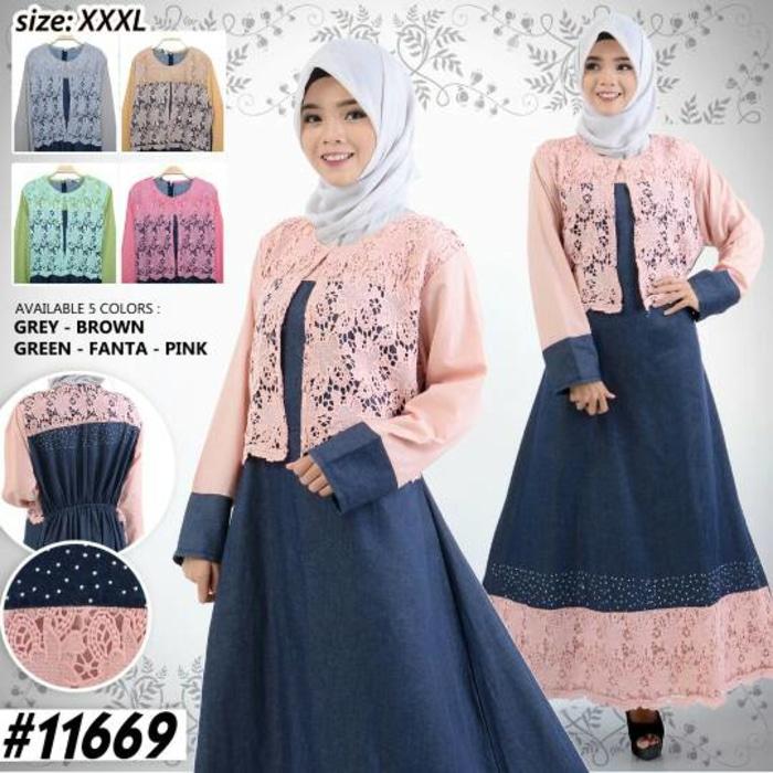 GAMIS DENIM KOMBINASI BURKAT 11 669