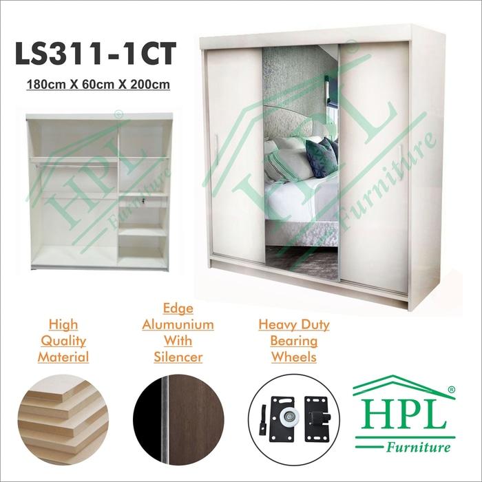 Lemari Pakaian HPL+Kaca sliding 3 Pintu Putih Glossy @ 3 pintu anak bayi kayu jati minimalis plastik gantung murah portable sliding