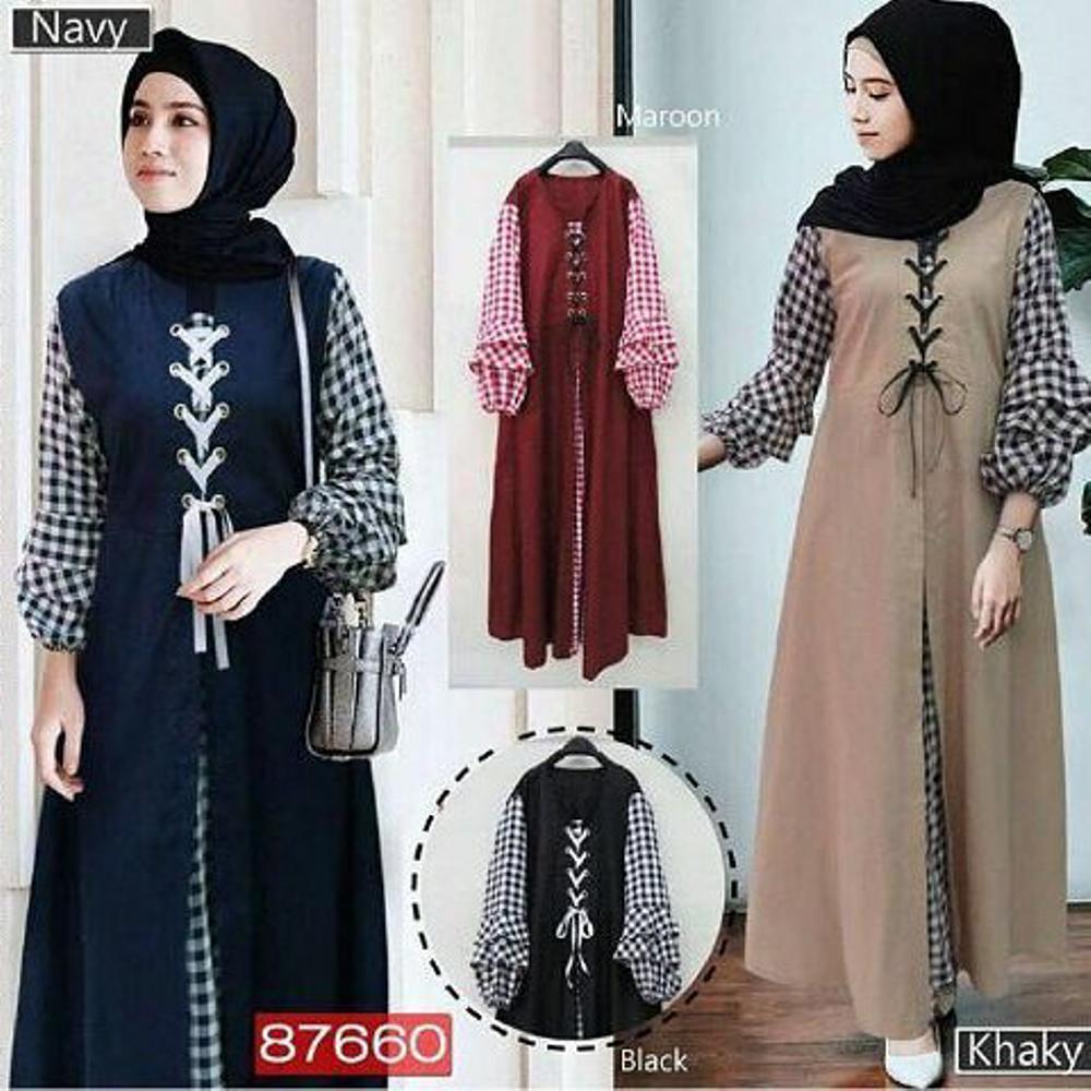 Baju Muslim Original Gamis Soimah Dress Baloteli Mix Katun Muslim Panjang Dress Casual Wanita Pakaian Hijab Modern Gamis Modis Trendy Gaun Terbaru
