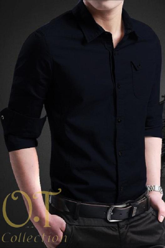 PAKAIAN BAJU KEMEJA PANJANG PRIA FORMAL DAN CASUAL WARNA HITAM PREMIUM QUALITY 6