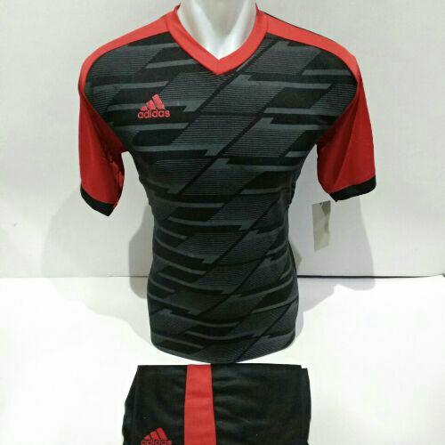 Baju Kaos Olahraga Jersey Setelan Bola Futsal/Volly AD 07 Hitam Merah