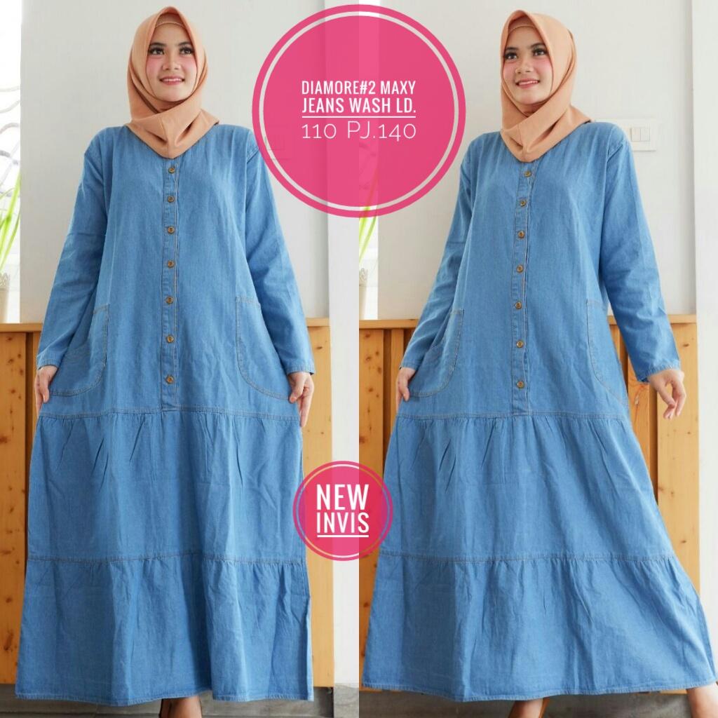 Gamis Diamore#2 - Maxy Dress - Gamis Jeans Wash - Gamis Model Terbaru