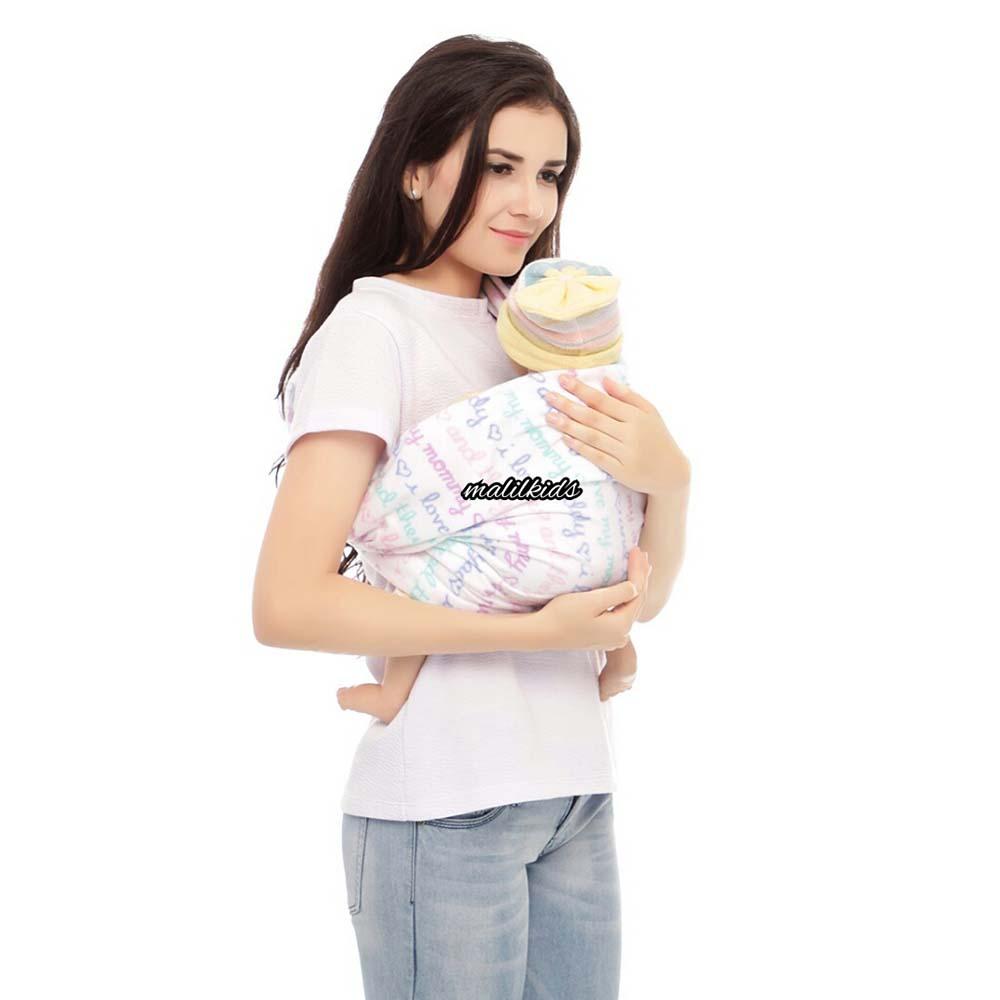 Detail Gambar Gratis Pouch! Size XL - Malilkids Geos / Gendongan Kaos Premium / Gendongan Instan - Model Love Mom Dad Terbaru