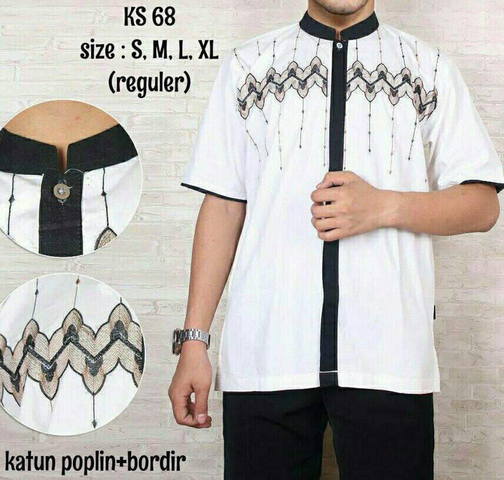 Baju Koko Modern Pria Semi Slimfit - Kemeja Muslim - Gamis Pria - Jasko - Pakaian Atasan Muslim Pria Murah - Koko Lengan Pendek 1 di lapak New Trendy newtrendy